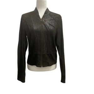 Sleek Leather Reversible Fitted Jacket 2 Looks in One Jacket  NWOT